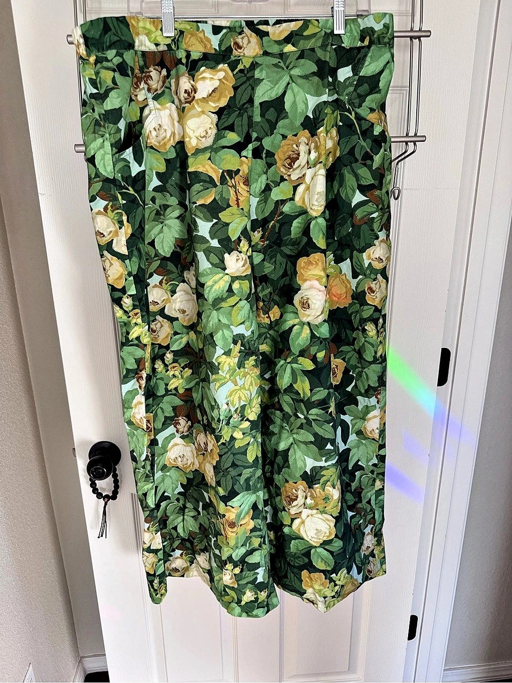 Lazybones Floral Wide Leg Pants Green & Yellow Size XXL